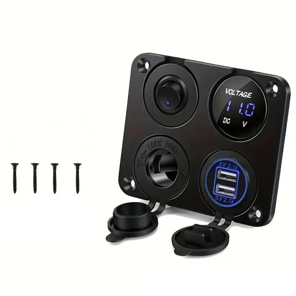 Universal Car Yacht 4In1 Panel Socket Smoke Lighter + Usb Charger 4853102551378