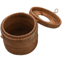 Round Rattan Tissue Box Vine Roll Holder Toilet Paper Cover Dispenser for Barthroom,home,hotel And (haoyi