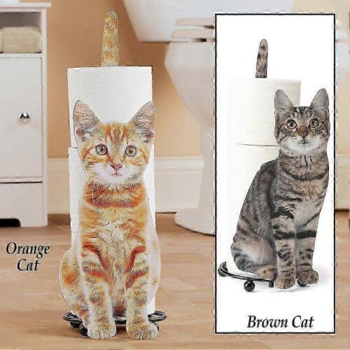 (Black) Roll Paper Holder Creative Cat Shaped Toilet Paper Storage Rack Simulation Kitten 1