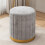 Storage Ottoman, Round Mondern Stool for Vanity, Ottoman Footrest Stool with Gold Plating Base 1