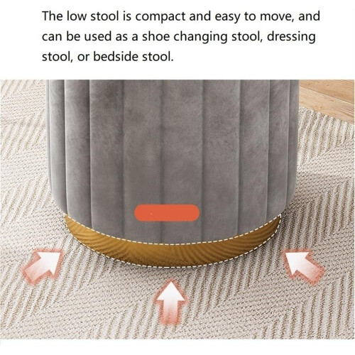Storage Ottoman, Round Mondern Stool for Vanity, Ottoman Footrest Stool with Gold Plating Base 1