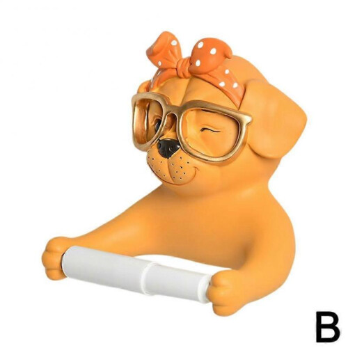 (B) Cute Pet Tissue Holder Wall Mount Toilet Roll Organizer for Bathroom