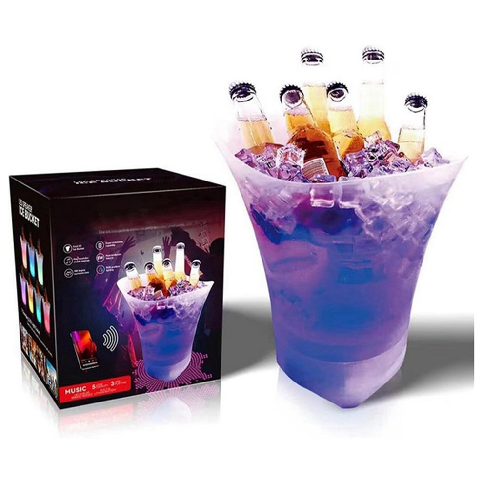 Led Ice Bucket With Bluetooth Speaker Lighted Beverage Tub 4853102565566