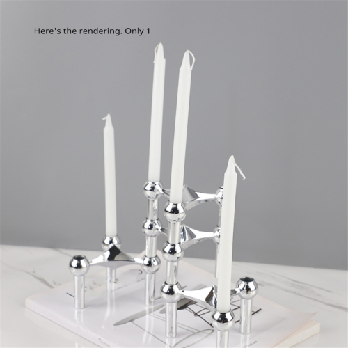 Metall Kerzenständer Nordic Molecular Structure Kerzenständer Silber 1