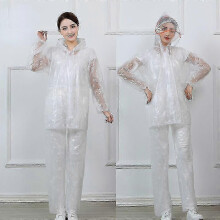 (150-160cm, White double brim) Waterproof and Thickened Rain Suit for Men and Women Transparent Electric Motorcycle Gear