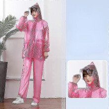 (150-160cm, Pink single brim) Waterproof and Thickened Rain Suit for Men and Women Transparent Electric Motorcycle Gear