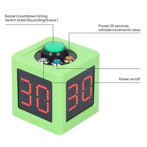 1.4in 4 Sided Cube Timer Digital Shot Timer Countdown Stopwatch Green 1