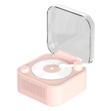 Vintage Turntable Wireless Bluetooth Speaker Long Battery Pink