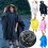 (Black) Waterproof Raincoat Poncho Adults 3in1 Multifunction Reusable Rain Capes Camping 2