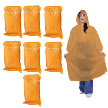 (orange) Disposable Rain Ponchos for Adults/kids (7 Pack) Thicker Emergency Ponchos (blue,orange,yellow,pink)