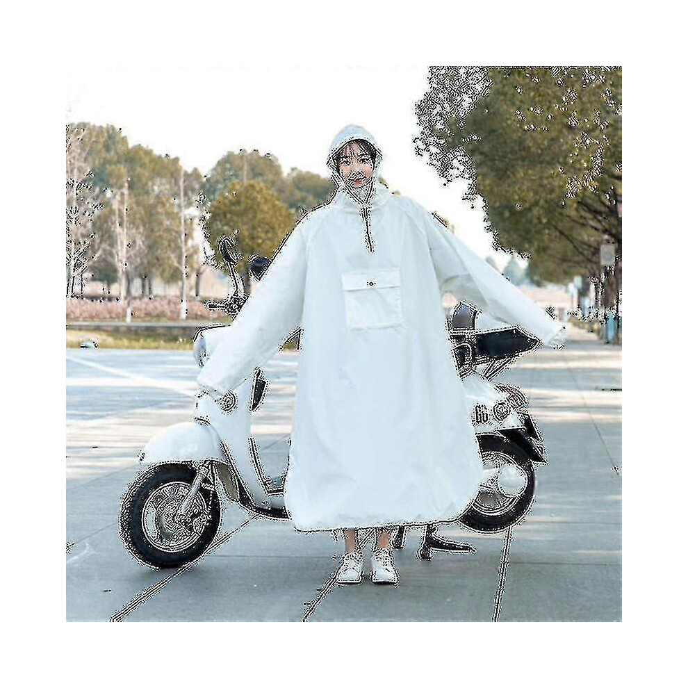 (4XL 155-165cM,white)High Quality Waterproof Motorcycle Raincoat Scooter Riding Poncho-xinhan