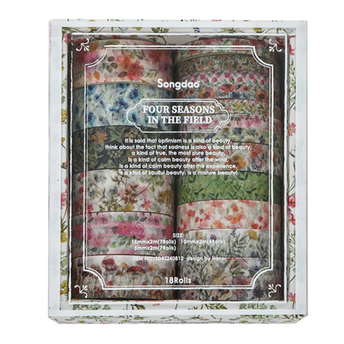 18 stk. Washi-tape til scrapbooking, utstyr til dagbok, vår