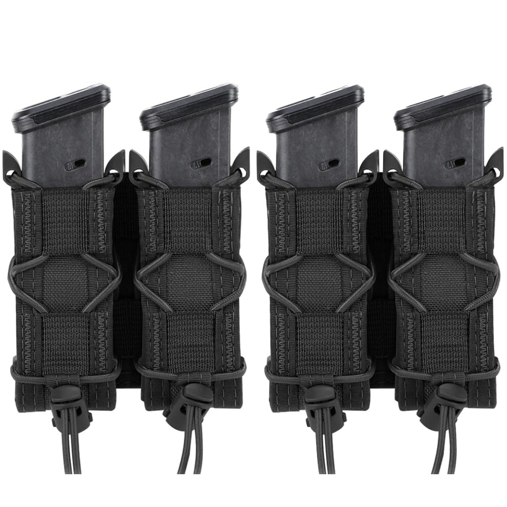 2pc Molle Pistol Mag Pouch Single Double Stack Magazine for 9mm/.40 Calibers 45acp Glock