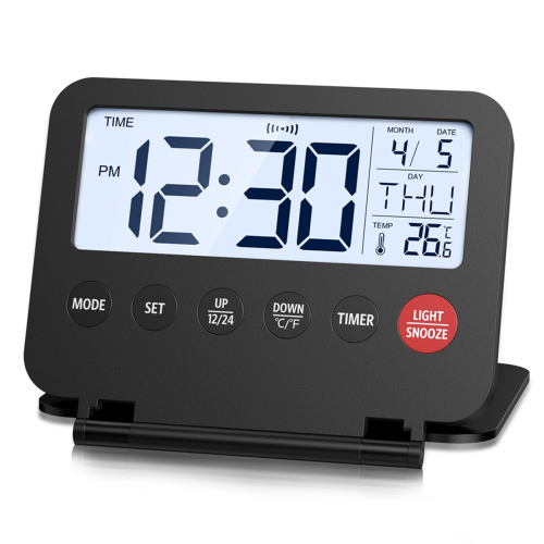 Travel Alarm Clock,Portable Digital Alarm Clock,Black