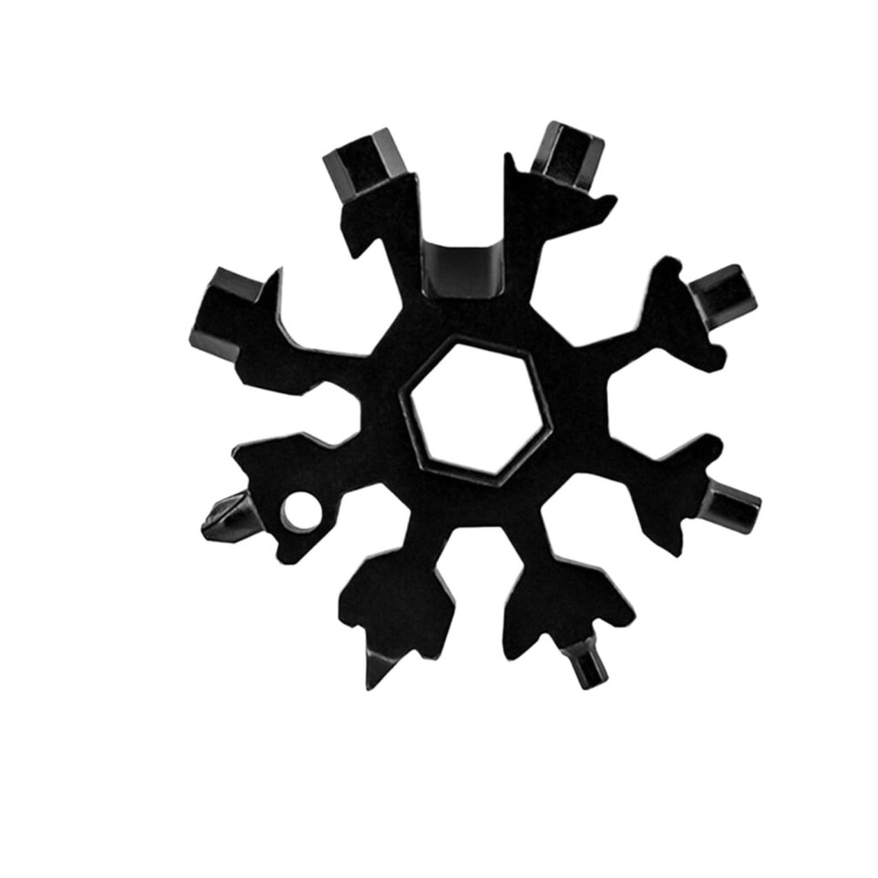 18 In 1 Snowflake Multi Multifunctional Tool Key Ring Spanner Hex Wrench Multifunction Outdoor Hexagon Sneeuwvlok Multitool Wrenches(Black) 354398654957
