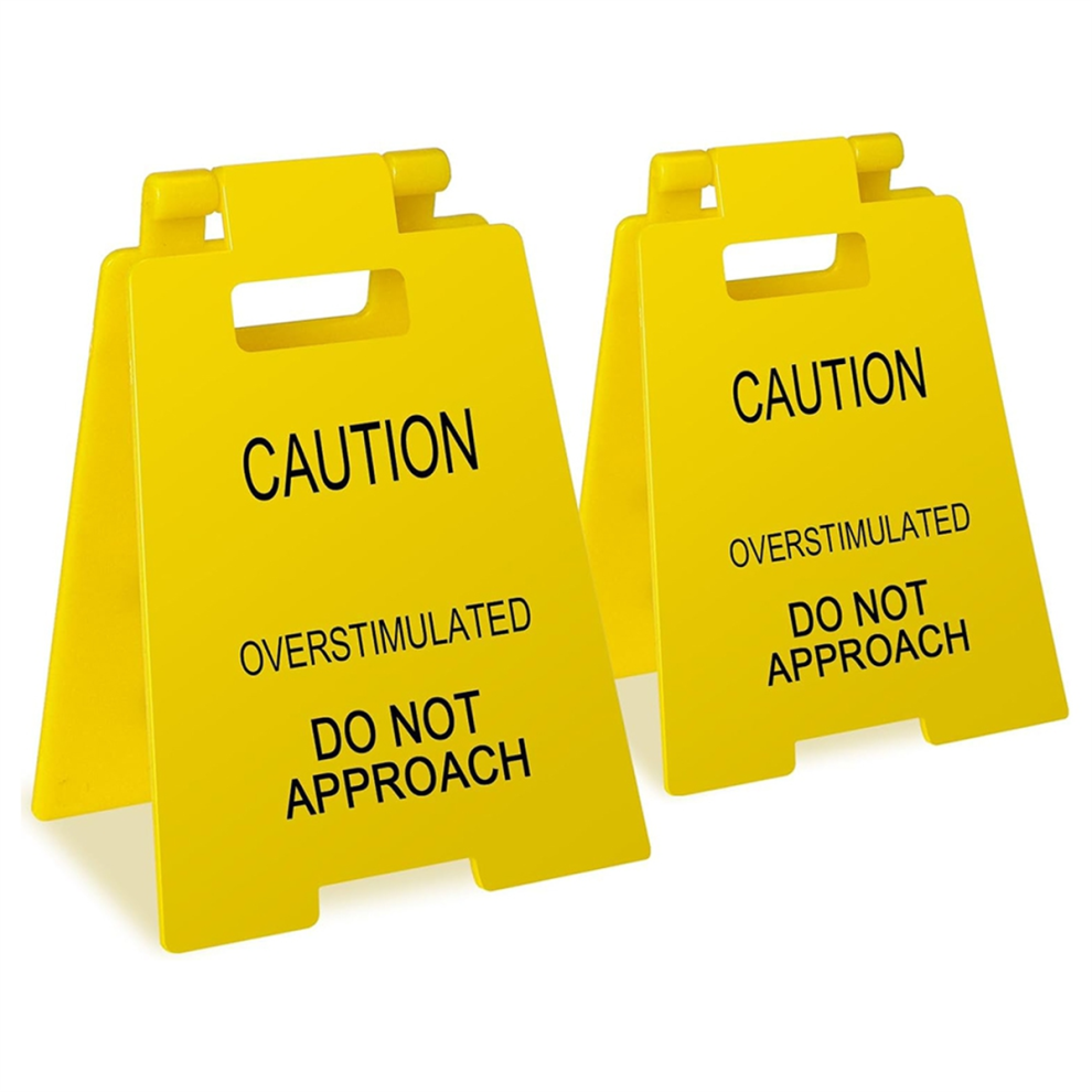 Funny Prank Gift Mini Caution Overstimulated Desk Sign For Coworkers 4853102576340