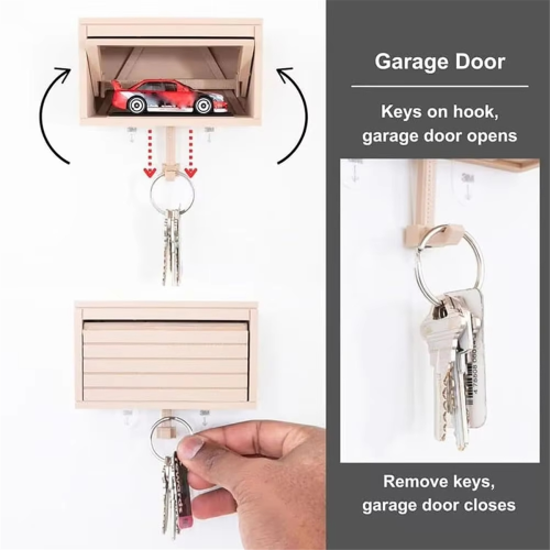 Porte-clés Mural Garage Voiture - Support Clés Avec Lumière LED, 8x15 Cm - Pour Entrée, Bureau, Maison