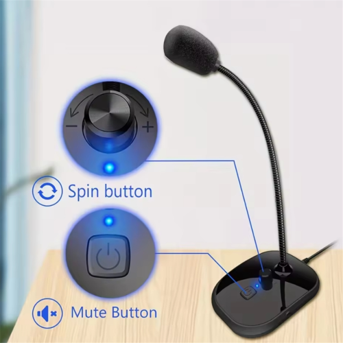 Microfon USB omnidirecțional cu gât de lebădă și control al volumului 1