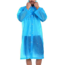 (One Size, Blue) Adult One-Piece EVA Waterproof Raincoat Rain Jackets Transparent Hooded Poncho Reusable