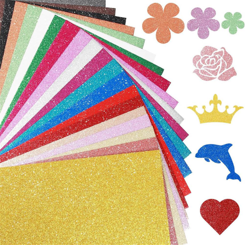40 Blatt Glitzerkarton, Schimmerkarton, 20 Farben