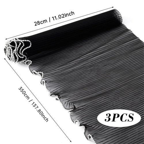 4 Yards Blumen-Geschenkpapier mit Perlenrand, 3er-Pack Schwarz 1
