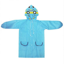 Rainwear for Kids Polyester Hooded Raincoat with Cartoon Animal Design Blue 1Pcs