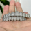 10/10 Dentes com Pedra Gelada e Tampas de Dentes Douradas 6