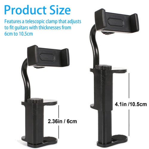 Gitartelefonholder for gitarer/ukuleler 6–10,5 cm tykk, gitarblad 2