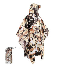 (camouflage) Military Style Poncho Multi Use Rip Stop Camouflage Rain Ponchohooded Waterproof Raincoat For Outdoor Activities