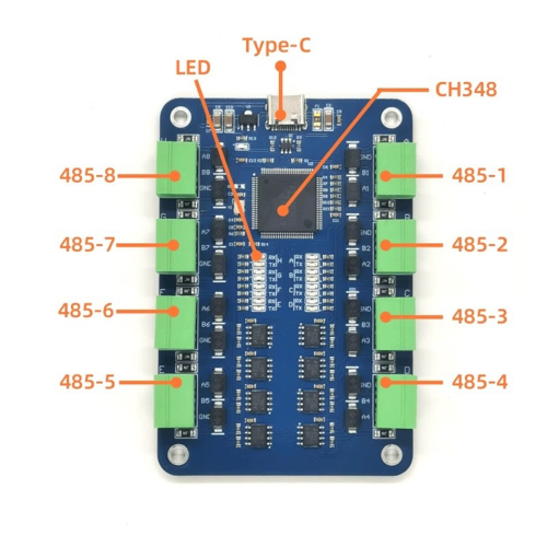 Convertisseur USB Type-C vers série RS485 8 canaux, puce CH348 1