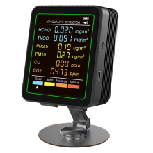 MT07CO 6-in-1 Indoor Luchtkwaliteitsmonitor PM2.5 PM10 Tester Zwart