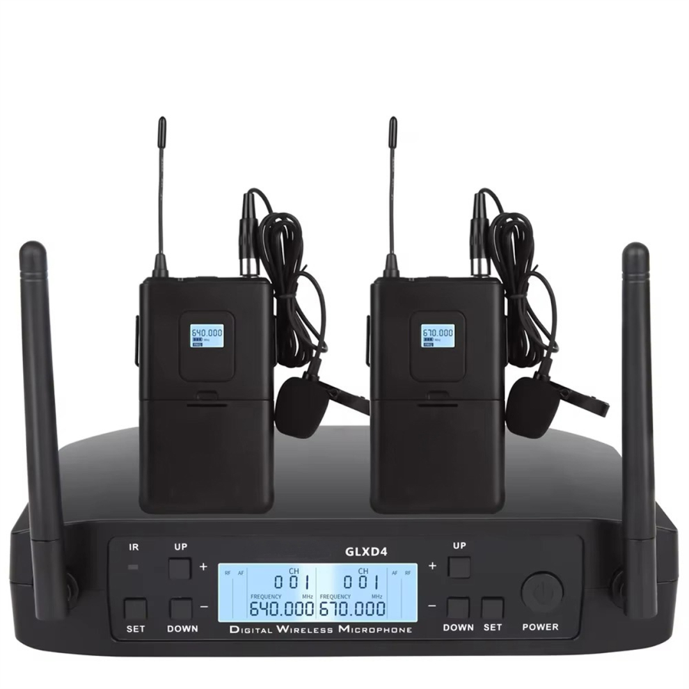 Markenlos Glxd4 Wireless Microphone Dual Channel Lavalier Mic Eu Plug