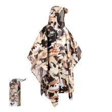(camouflage) Military Style Poncho Multi Use Rip Stop Camouflage Rain Ponchohooded Waterproof Raincoat For Outdoor Activities Tw