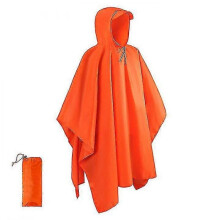 (orange) Military Style Poncho Multi Use Rip Stop Camouflage Rain Ponchohooded Waterproof Raincoat For Outdoor Activities Tw