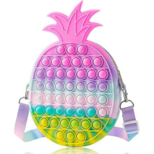 Pop Pineapple Purse Bag Fidget Toys for Girls, Big Rainbow Pop Fidget Bag, Colorful Push Bubble Stress Relief Sensory Toys, Handbag Best Birthday Gift