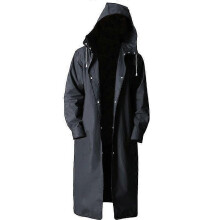 Men's Long Raincoat Waterproof Reusable Rain Poncho with Hood Hiking Fishing Rain Jacket, Suitable for 70-85kg(1pcs, Black)6417242406790