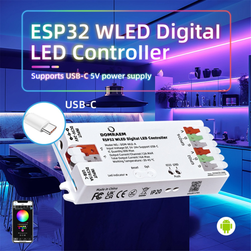 ESP32 WLED USB-C adresserbar LED-controller sort 2