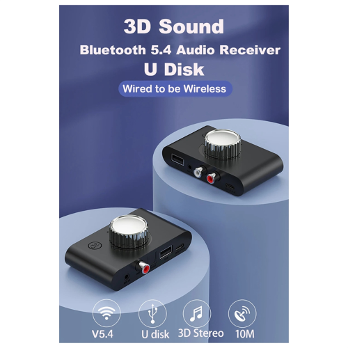 Receptor Bluetooth 5.4, optic, coaxial, redare USB 1