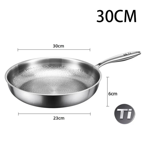 Titanium Steel Frying Pan Uncoated Non Stick Pan Kitchen Cookware,C 1