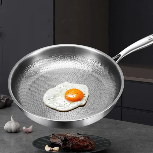 Titanium Steel Frying Pan Uncoated Non Stick Pan Kitchen Cookware,A 2