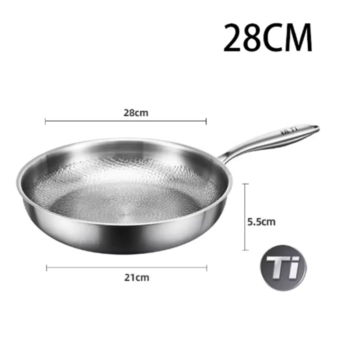 Titanium Steel Frying Pan Uncoated Non Stick Pan Kitchen Cookware,B 1