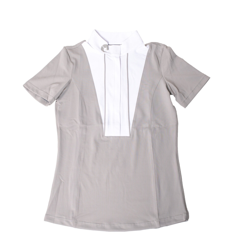 Coco Equestrian Grey Ladies Womens Kids Short Sleeve Horse Riding Equestrian Show Shirt - XS