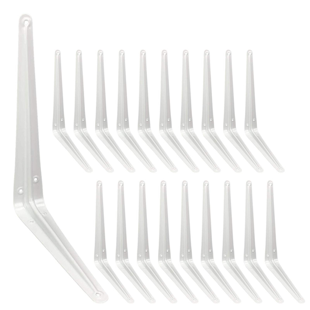Shelf Brackets 12 Inch, 20 Pack White Metal L Adjustable Floating Shelves Bracket 354398655848