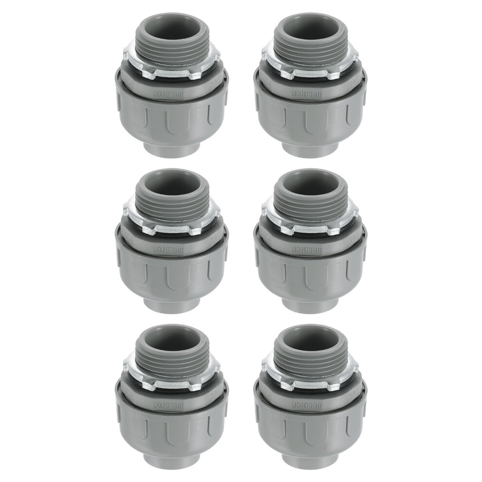 6Pcs Nonmetallic Liquid Tight Connectors, 1' Npt Plastic Flexible 180 Degree Conduit Fitting For Conduit, Pipe Tube Connection And Leakproof, Gray 354398655930