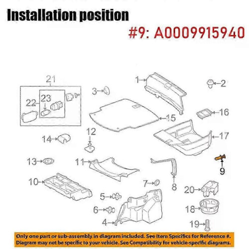 10x Car Tailgate Lining Clip Trunk Boot Trim Panel Rivet for Mercedes-Benz C-class W204 2007 2008 2009 2010 2011 2012 2013 2014 1