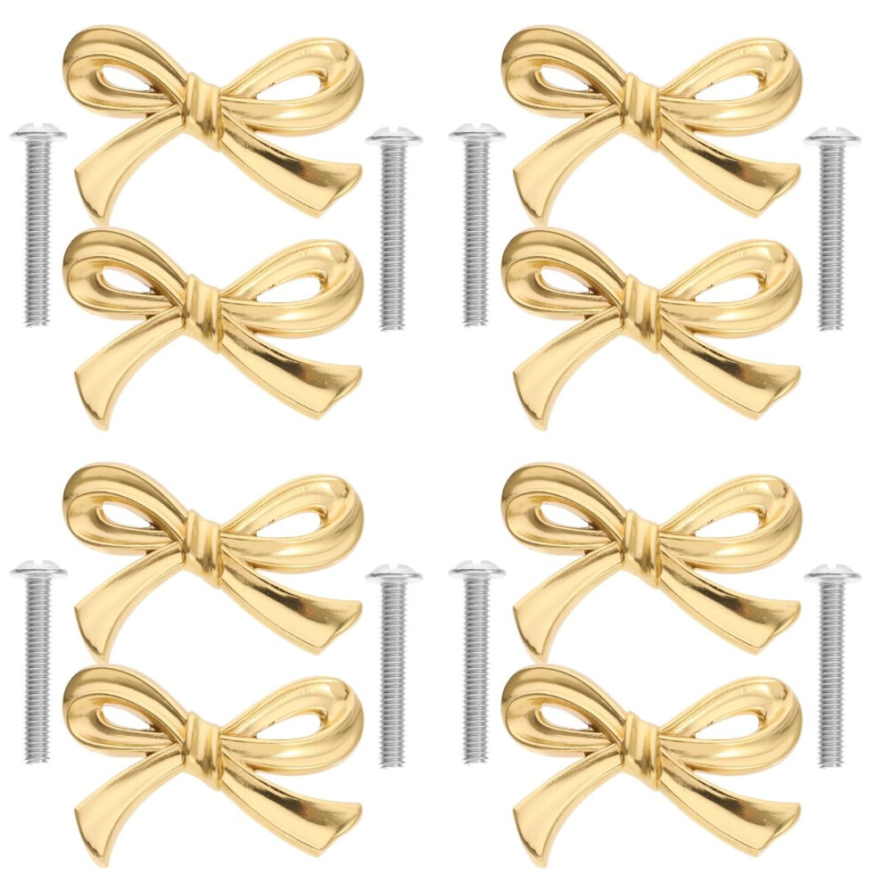 Brass Bow Shape Cabinets Knobs: Gold Drawer Pulls Decorative Bow Dresser Knobs - 8 Pack 354398656449