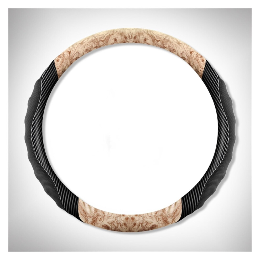 Car Steering Wheel Cover Set Car Steering Wheel Cover Carbon Fiber Leather Mahogany Breathable Sweatabsorbing Car Interior (Color : 1) Grain 354398656715