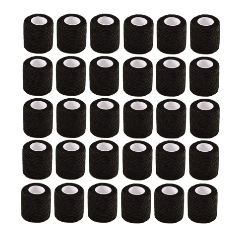 Lot de 30 bandages élastiques noirs auto-adhésifs, 5 cm, bandages élastiques fixes