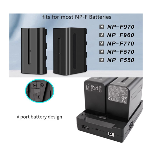 Διπλή μπαταρία σειράς NP-F550/750/970 NP-F σε τροφοδοσία κλειδαριάς V-Mount 1