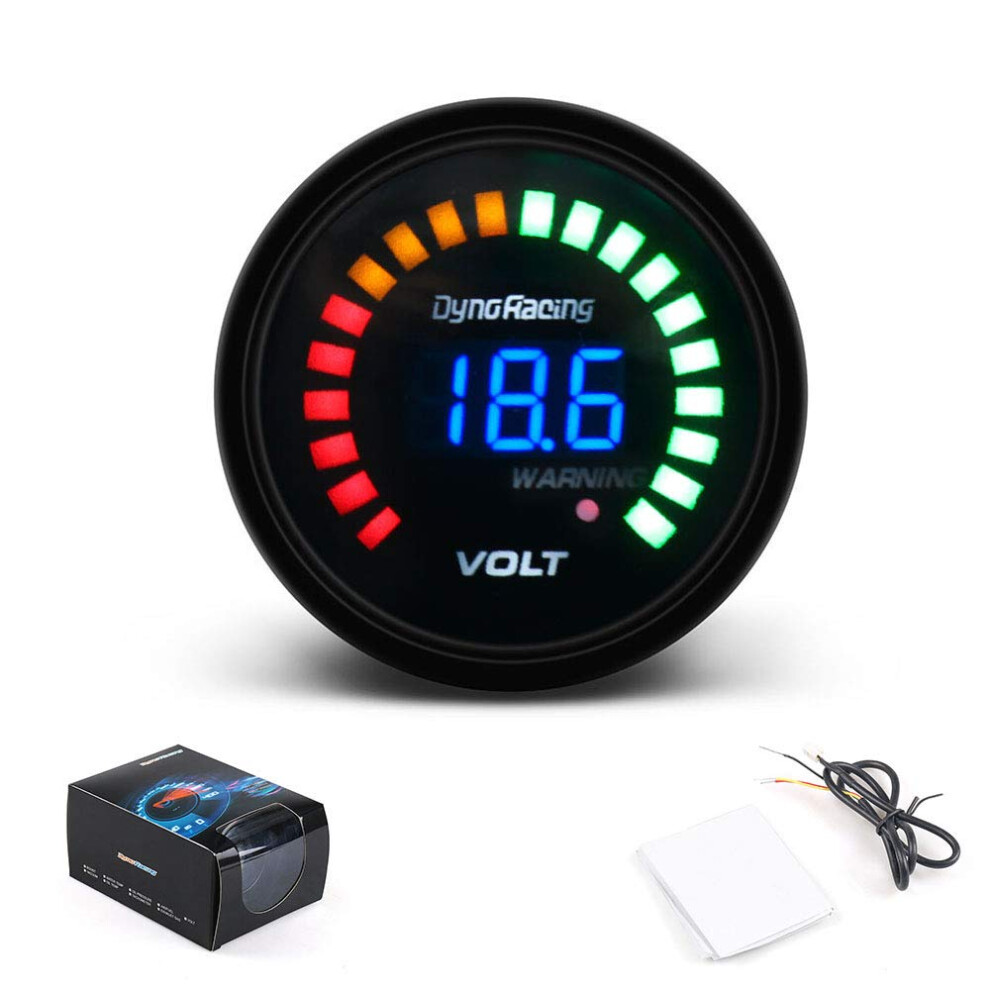 2'' 52Mm 12V Car Digital Smoked Analog Electronic Voltmeter Voltage Gauge Volt Meter 20 Led Black 960820213076